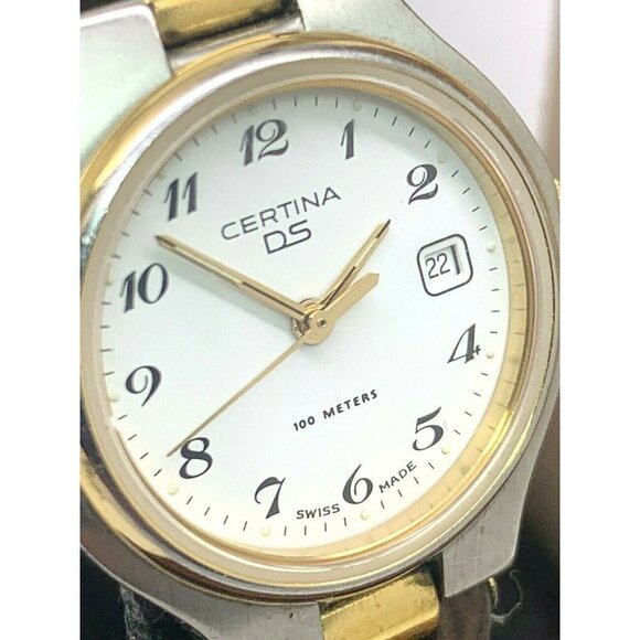 Certina Women\'s Watch 7060 DS White Dial Vintage Swiss Quartz 26mm Brown…